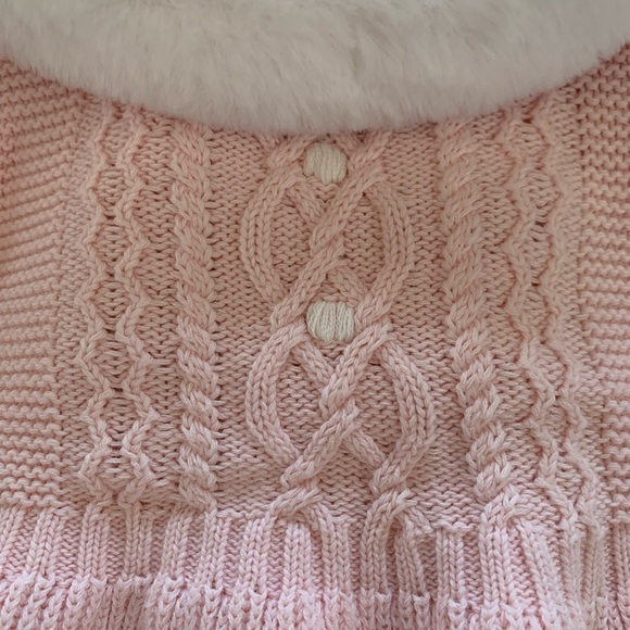 RACHEL ASHWELL DRESS W/ FUR TRIM COLLAR CUFFS PINK - Picture 4 of 11